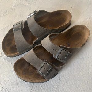 Birkenstock Arizona Soft Footbed - Leather - Color: Iron 45 (US Men's 12-12.5)